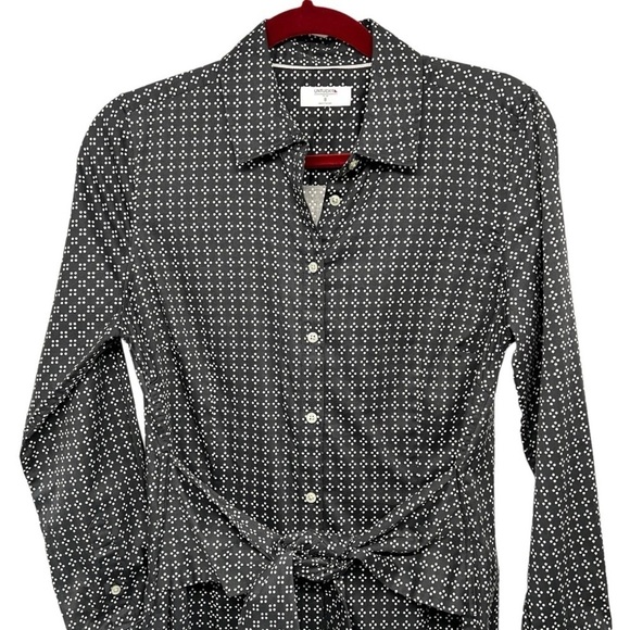 Untuckit Mikael Black Print Cotton Blend Long Sleeve Casual Shirt Dress Women 8 - Picture 4 of 11